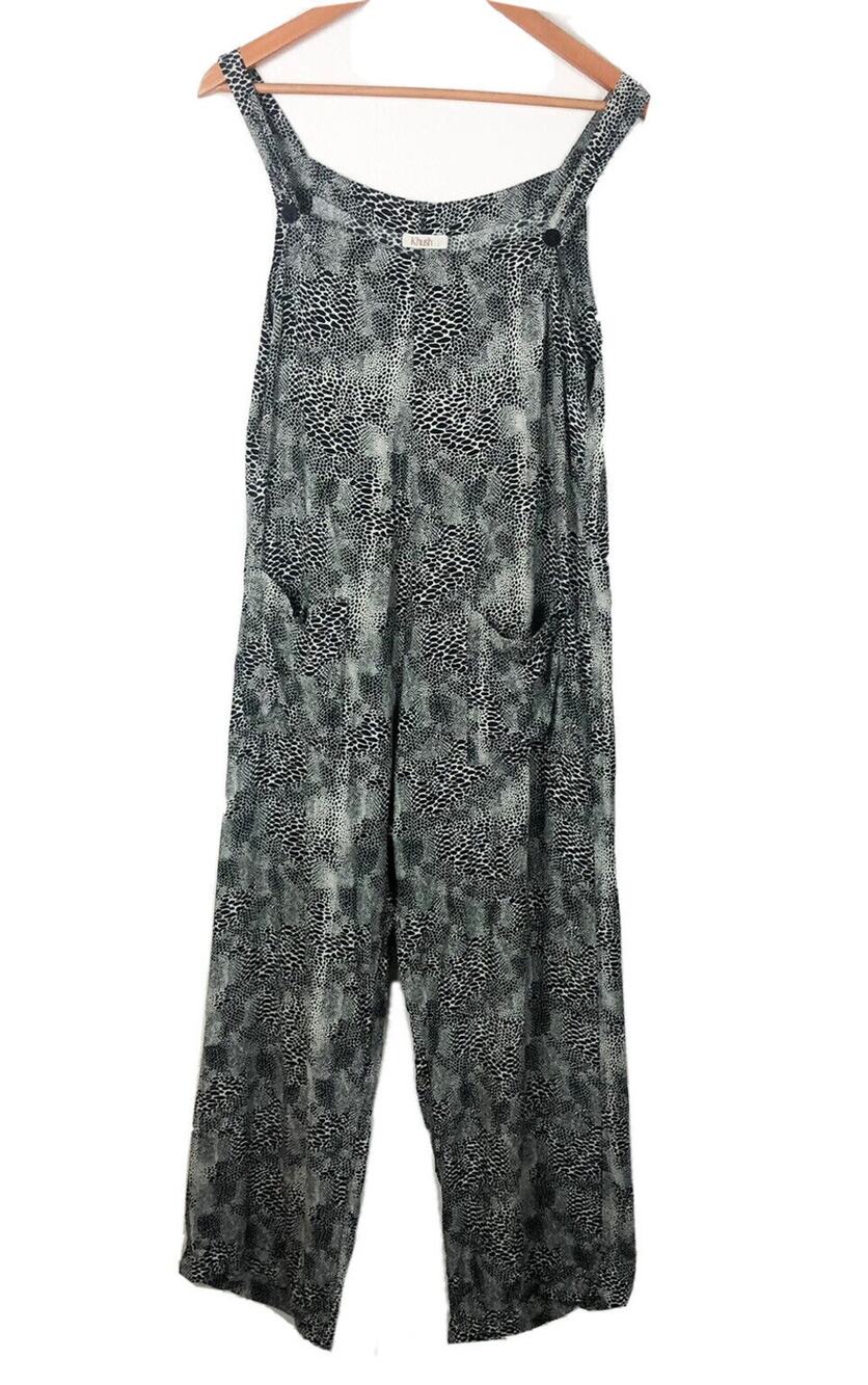 Khush Women’s Sz Large L Safari Boa Print Black White Jumpsuit